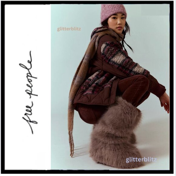 Free People Wild Thing Faux Fur Mid Boots Size 8 - Picture 4 of 16